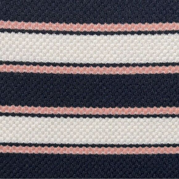 Ann Taylor Cold Shoulder Striped Flutter Dress Blue/Pink Size: Large Petite - Picture 9 of 9